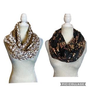 Stardust Love Reversible Chic White, Brown Black & Gold Faux Fur Infinity Scarf